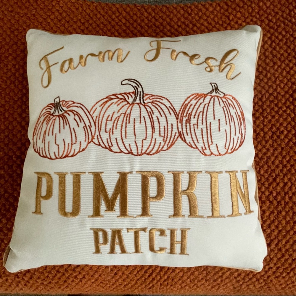 Farm Fresh Pumpkin Patch Pillow - 12”x12”